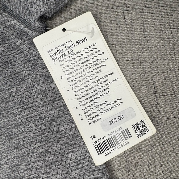 Lululemon Swiftly Tech 2.0 Short Sleeve Shirt Slate Gray Size 14 NWT - Picture 11 of 12